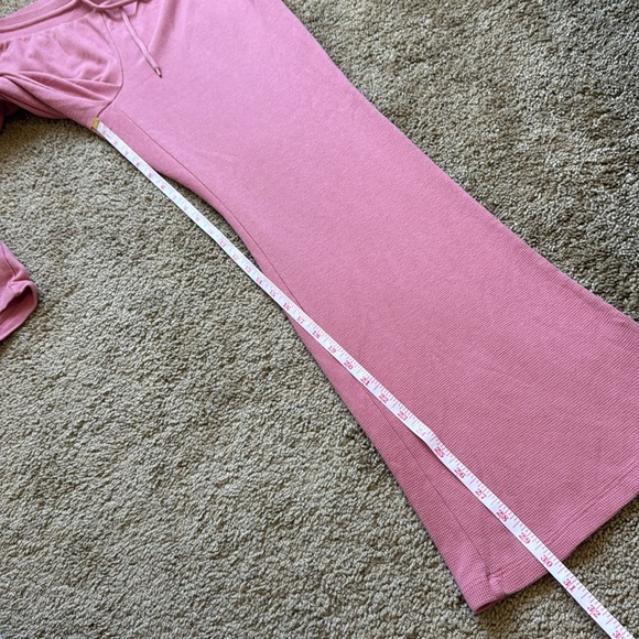 Aritzia Sunday Best Baby Waffle Knit Kick Flare Pink Y2K Lounge Sweat Pants - Picture 6 of 11